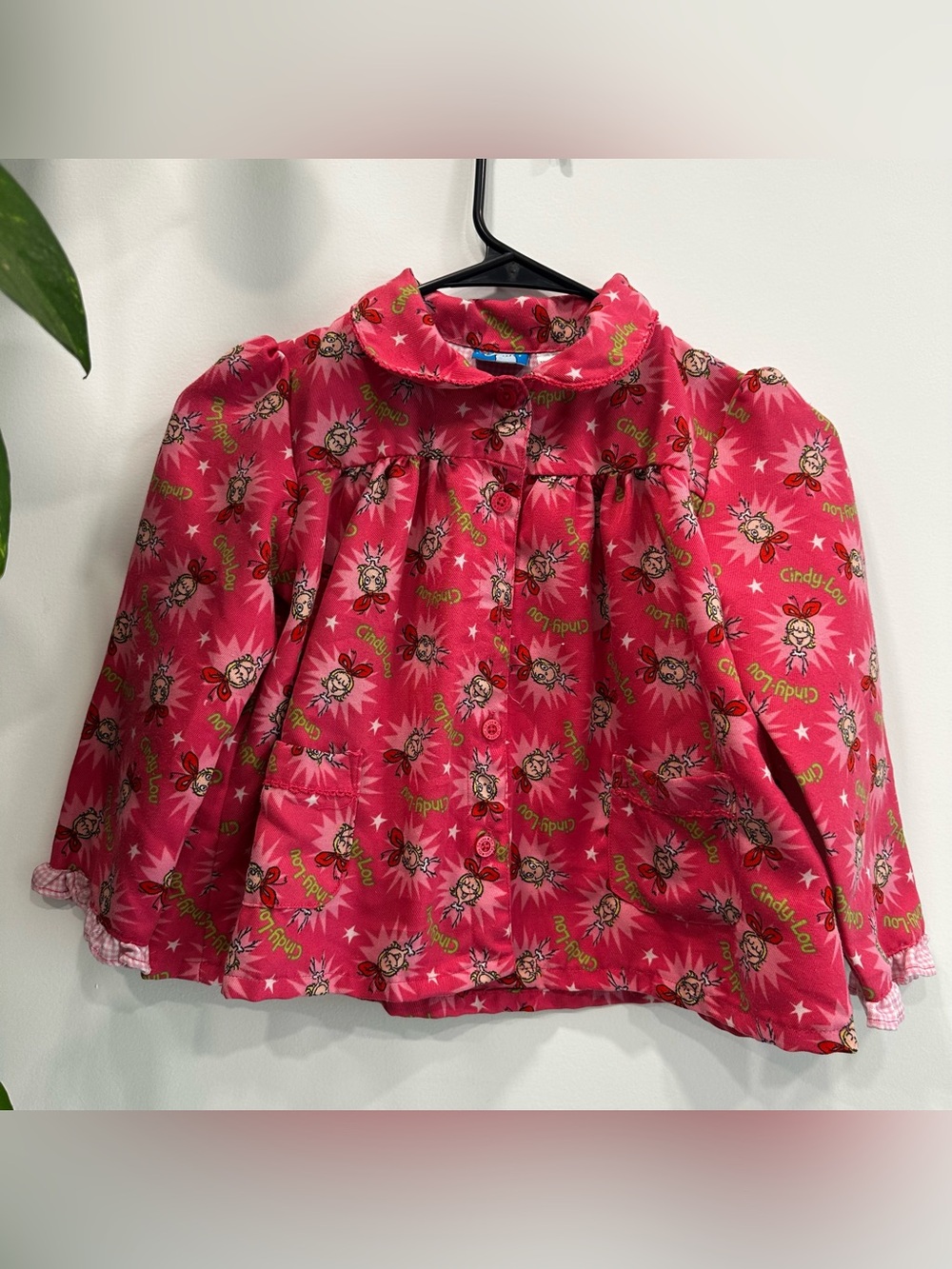 Dr. Seuss Grinch Rare Cindy Lou Who Pink Embroidered Hem Ruffle Sleeves Girls 6